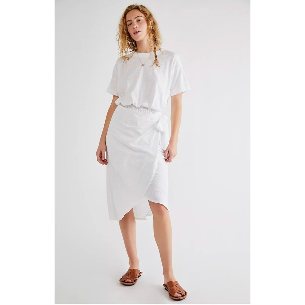 Free People Beach Leila Midi Dress Light Purple Short Sleeve Faux Wrap XS